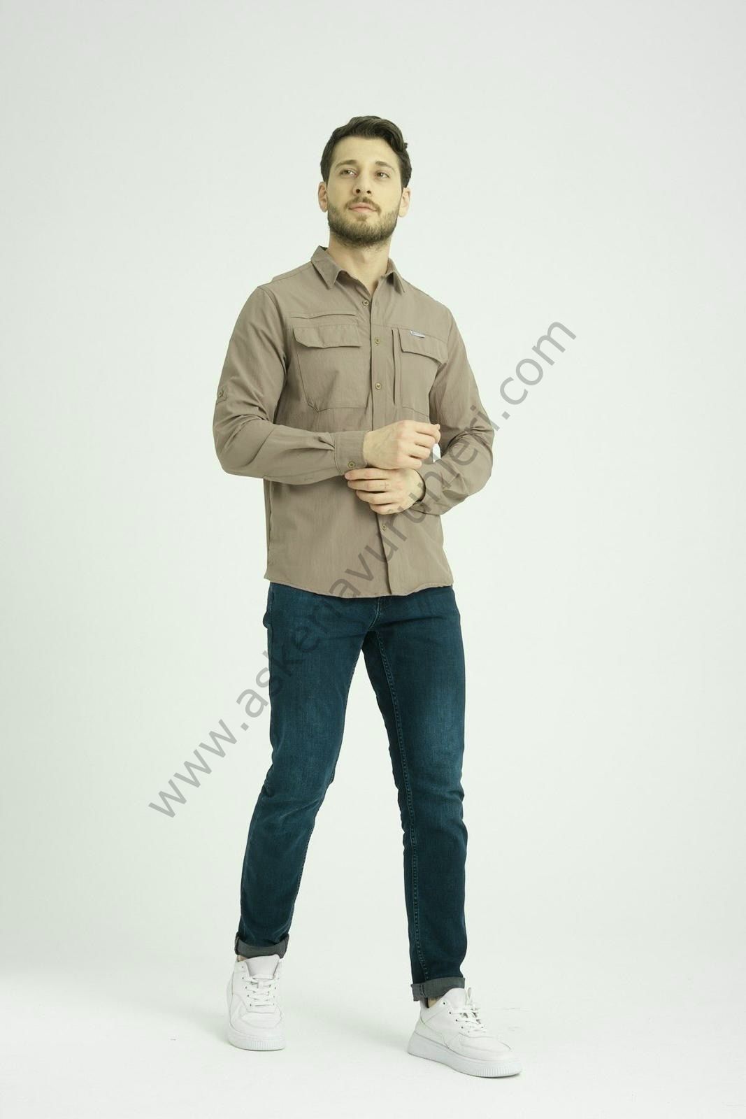 TAD GEAR TAKTİKAL CEPLİ LİKRALI GÖMLEK ANTRASİT BEJ