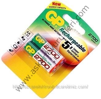 GP 2700 ŞARJLI KALEM PİL 2li