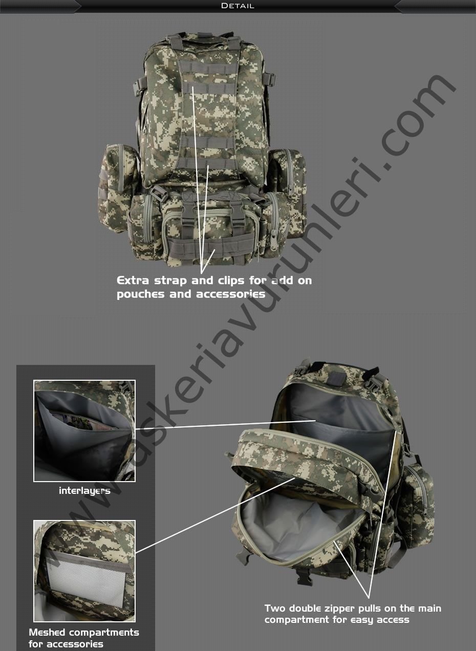 ARMY Tactical Molle Assault Backpack Bag Digital Renk