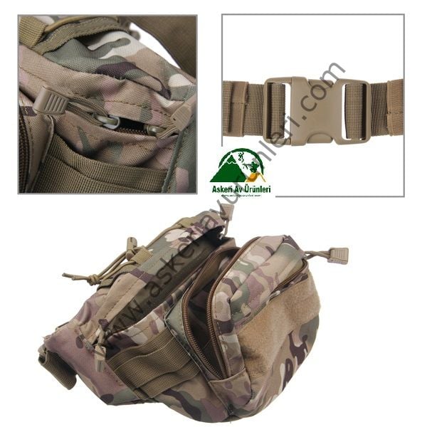 Military Tactical Bel Çantası Multi-Cam [ Hardal Kamuflajı ]
