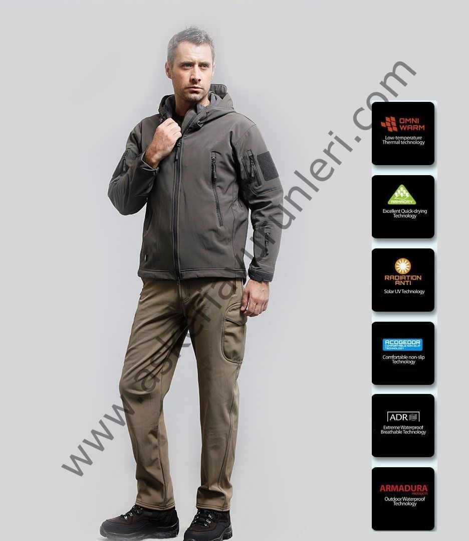 Shark Skin Soft Shell Jacket > İçi Polarlı Su Geçirmez Mont