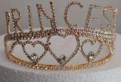 PRINCESS YAZILI GOLD TAŞLI  YARIM TAÇ