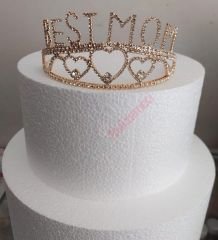 BEST MOM YAZILI GOLD TAŞLI  YARIM TAÇ