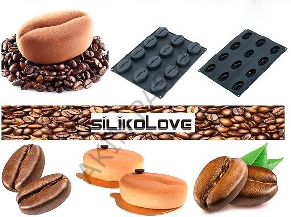 SİLİKOLOVE KAHVE ÇEKİRDEĞİ MODELLİ 12 LI SİLİKON KEK VE DONDURMA KALIBI