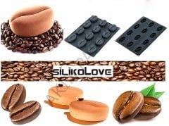 SİLİKOLOVE KAHVE ÇEKİRDEĞİ MODELLİ 12 LI SİLİKON KEK VE DONDURMA KALIBI