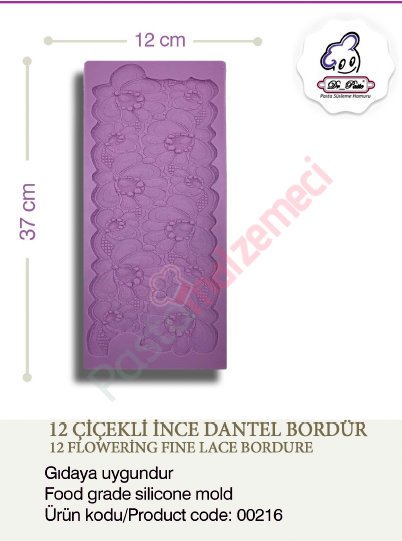 12 ÇİÇEKLİ İNCE DANTEL BORDÜR SİLİKONU