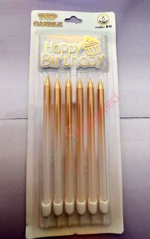 GOLD BEYAZ UZUN PASTA MUMLARI 6 LI