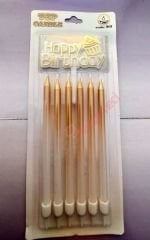 GOLD BEYAZ UZUN PASTA MUMLARI 6 LI