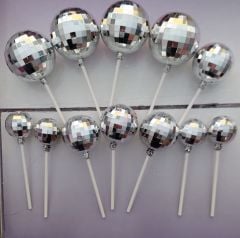 GÜMÜŞ DİSKO TOPLARI KARIŞIK BOYLAR 12Lİ PAKET