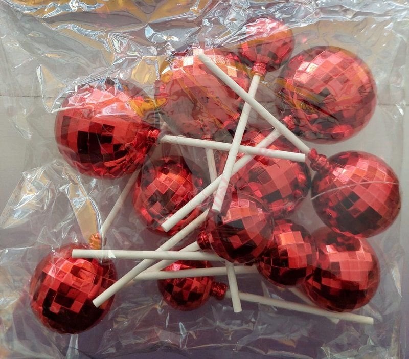 KIRMIZI DİSKO TOPLARI KARIŞIK BOYLAR 12Lİ PAKET