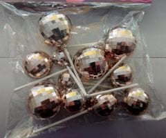 GÜMÜŞ PEMBE DİSKO TOPLARI KARIŞIK BOYLAR 12Lİ PAKET