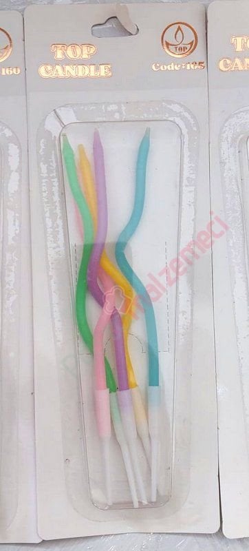 KIVRIK DÖNERLİ PASTA MUMLARI KARIŞIK RENKLİ 5 Lİ PAKET