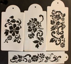 STENCILS TEXTURE DESENİ SETİ 4 MOTİF ÇİÇEKLER