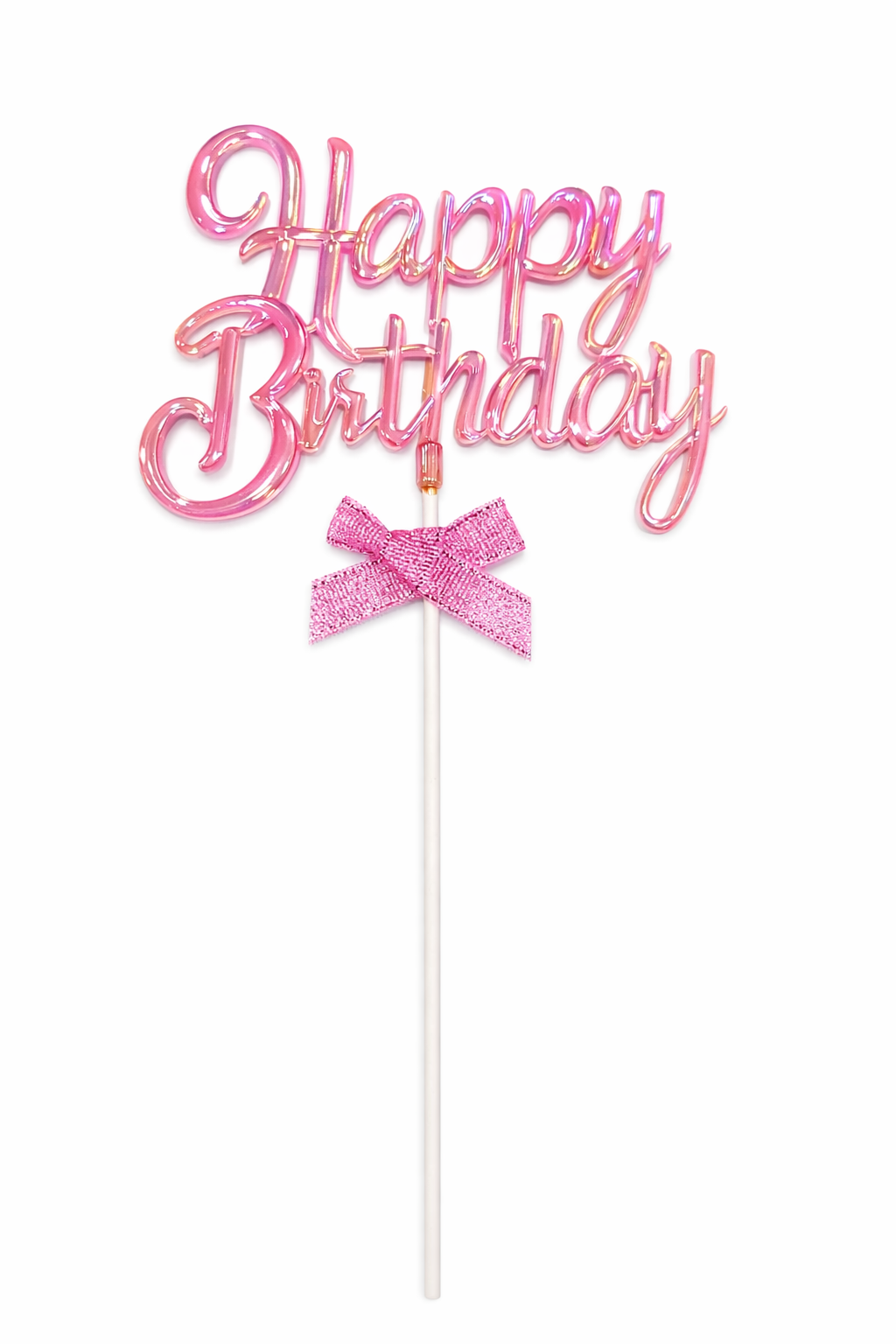 Pasta Üstü Çubuklu Pleksi Yazılar Happy Bırthday Pembe