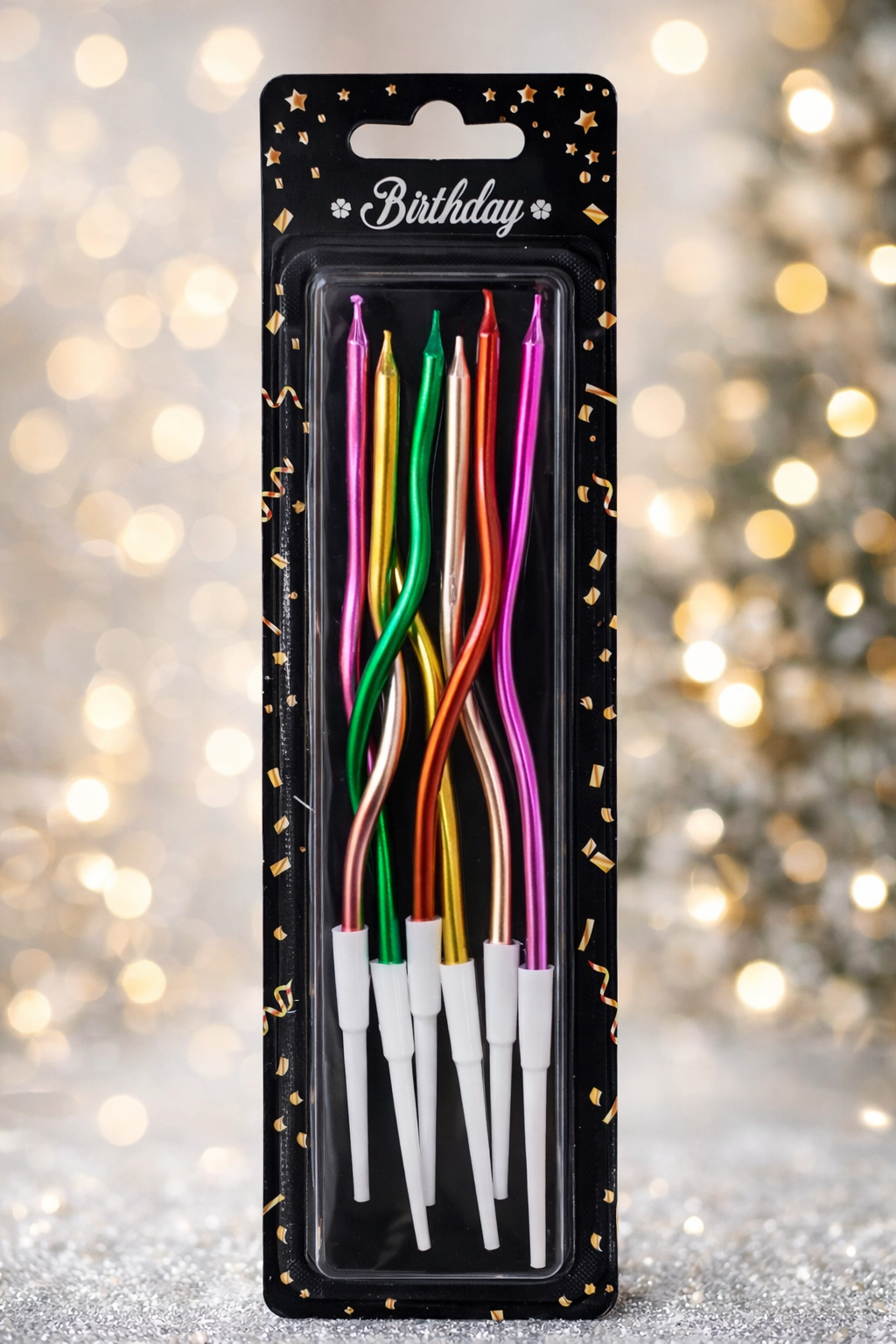 Kıvrık Dönerli Pasta Mumları Karışık Renk 6LI