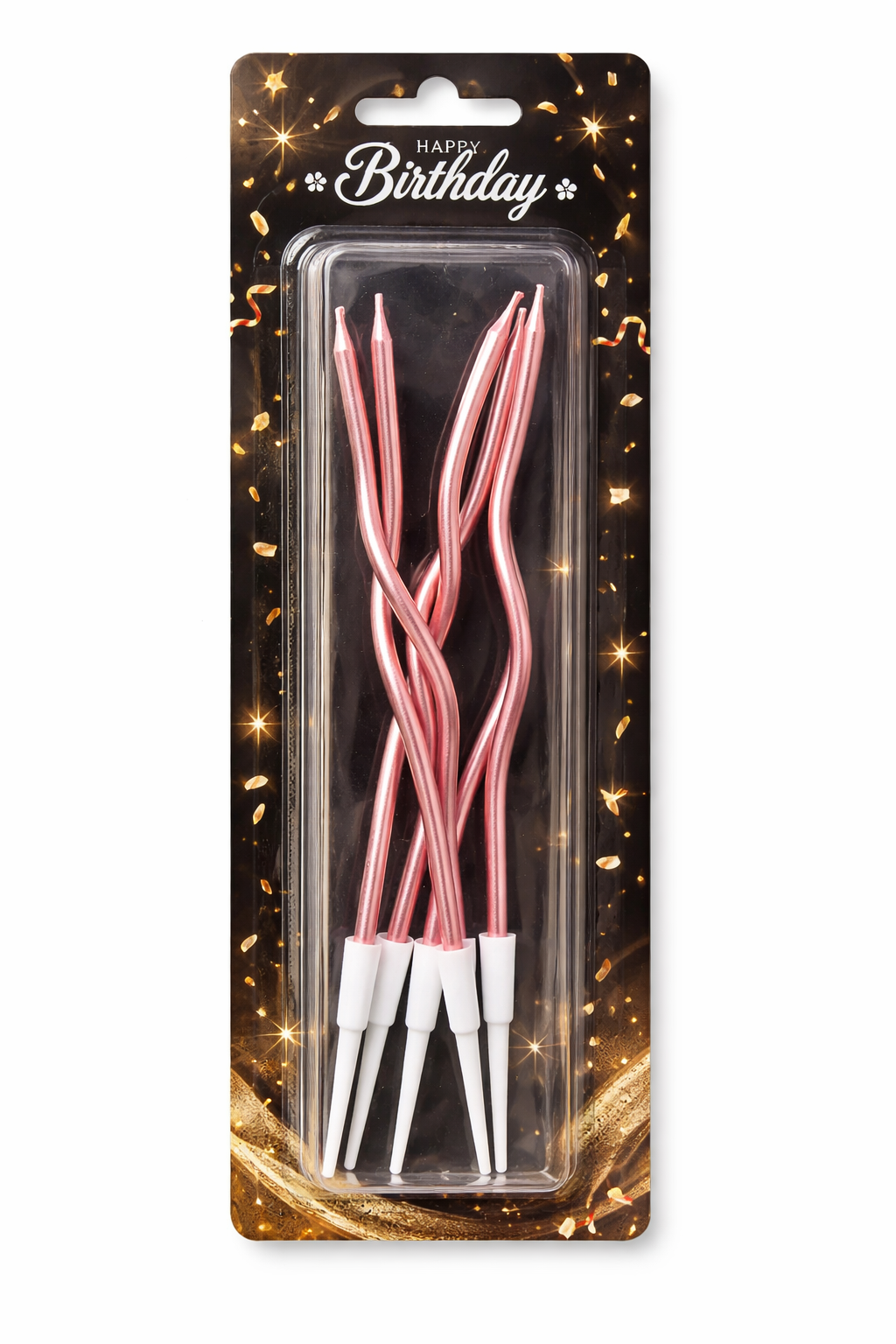 Kıvrık Dönerli Pasta Mumları Pembe Renkli 6LI