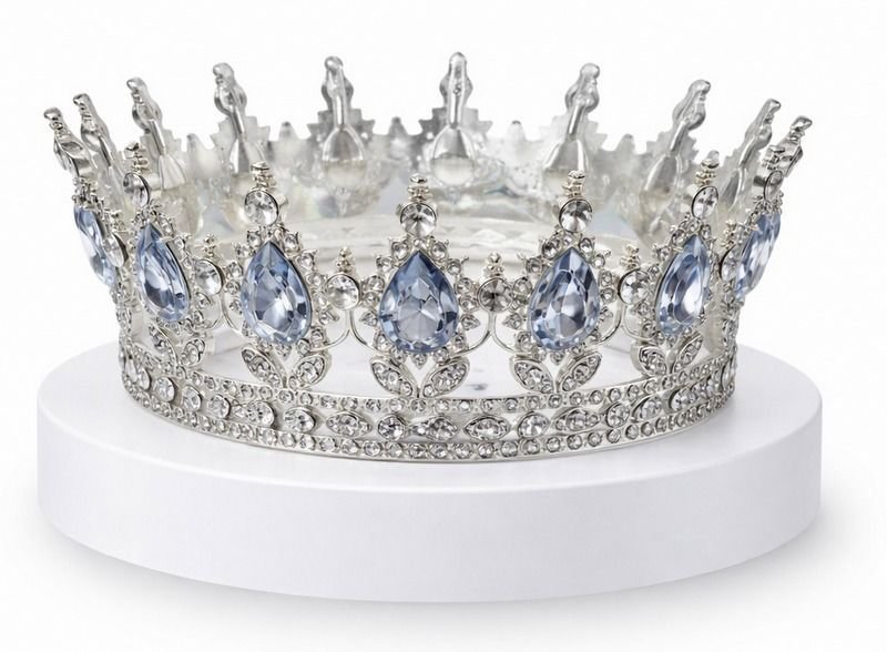 Metal Pasta Tacı Gümüş Beyaz Taşlı