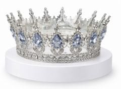 Metal Pasta Tacı Gümüş Beyaz Taşlı