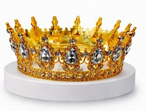 Metal Pasta Tacı Gold  Beyaz Taşlı