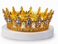 Metal Pasta Tacı Gold  Beyaz Taşlı