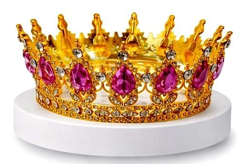 Metal Pasta Tacı Gold  Pembe Taşlı