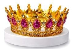 Metal Pasta Tacı Gold  Pembe Taşlı