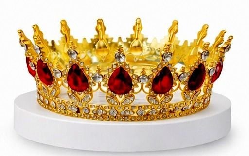 Metal Pasta Tacı Gold  Kırmızı Taşlı