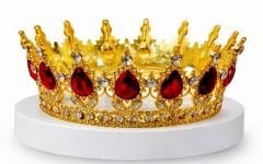 Metal Pasta Tacı Gold  Kırmızı Taşlı