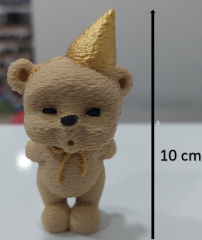 Mum Üfleyen Ayıcık Krem Rengi Pasta Figürü 10 cm