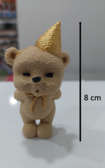 Mum Üfleyen Ayıcık Krem Rengi Pasta Figürü 8 cm