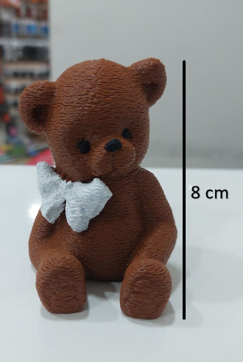 Beyaz Fiyonklu Oturan Ayıcık  Pasta Figürü 8cm