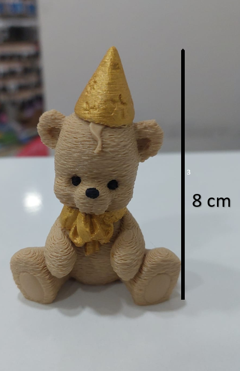 Gold Parti Şapkalı Oturan Ayıcık  Pasta Figürü 8cm