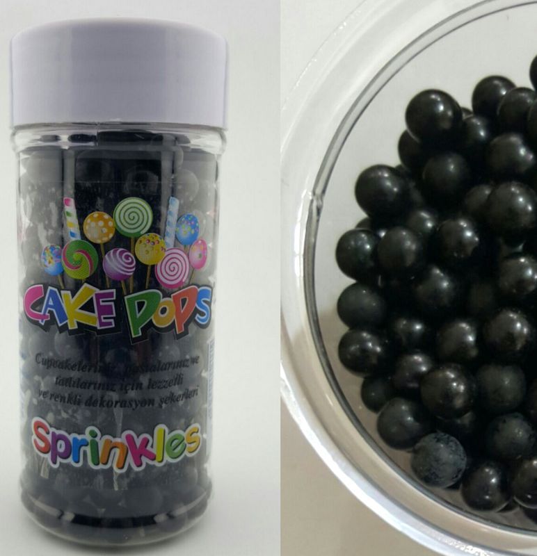 SPRİNKLES İRİ SİYAH BONCUK ŞEKERİ 3MM 45 gr- 90 gr-250 gr