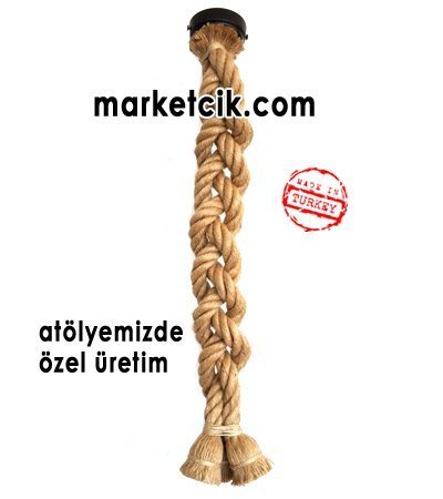 60cm 3 lü Duylu ve Rozanslı 2cm Dekoratif Halat Sarkıt Avize, Saç Örgüsü Model