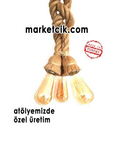 60cm 3 lü Duylu ve Rozanslı 2cm Dekoratif Halat Sarkıt Avize, Saç Örgüsü Model