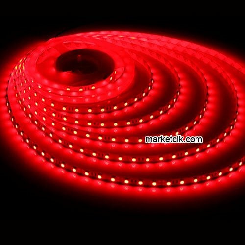 Marketcik Yapışkanlı 5 metre Dış Mekan Silikonlu Şerit Led Kırmızı Işık