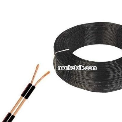 2x0,50 mm Siyah Kordon Kablo Tam Bakır, 1 metre