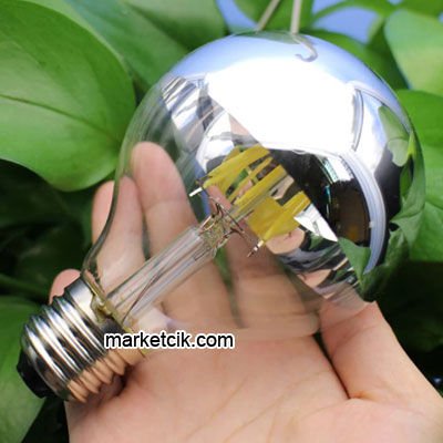 Marketcik Dekoratif 4 Watt G95 Glop E27 Duy Led Krom Aynalı Ampul