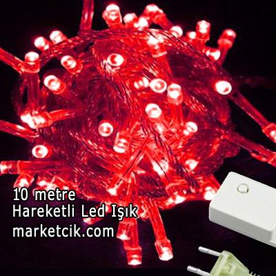 10 Metre 100 Ledli Hareketli İç Mekan Led Kordon Ağaç Işığı, Dekoratif Led Yılbaşı Işık, Kırmızı