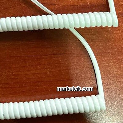 Marketcik 2x0,75 Yassı Beyaz Spiral Kablo 40 cm-2 metre Fön Saç Kurutma Makinası Kablosu