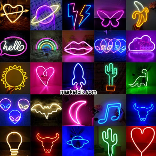 Marketcik Neon Led Işık Yazı Tabela Aydınlatma Amber Renk