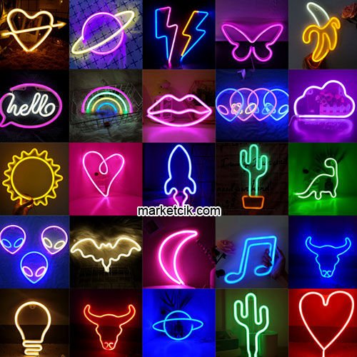 Marketcik Neon Led Işık Yazı Tabela Aydınlatma Turkuaz Renk