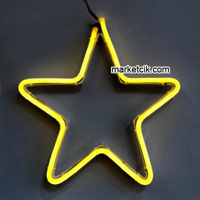 30 cm ve 60 cm Yıldız Neon Led Işık Yılbaşı Süsleme Işığı Sarı Işık