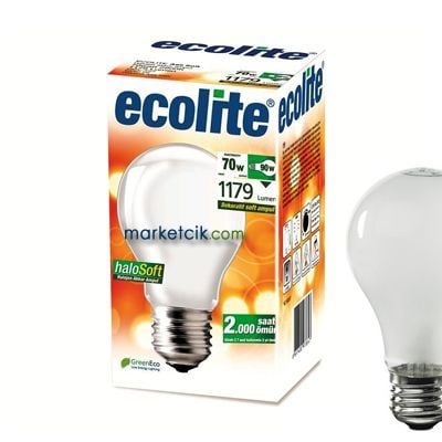 Ecolite 70Watt E27 Klasik Normal Soft Halojen Ampul, 70-90 Watt Işık, STOK SORUNUZ