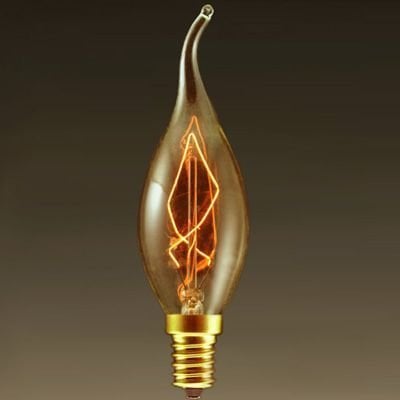 Edison Flemanlı Dekoratif Rustik Ampul 40 Watt E14 İnce Duy, Kıvrık Mum Avize Ampul Modeli