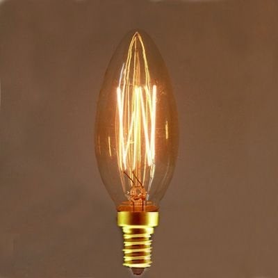 Edison Flemanlı Dekoratif Rustik Ampul 40 Watt E14 İnce Duy, Düz Mum Avize Ampul Modeli
