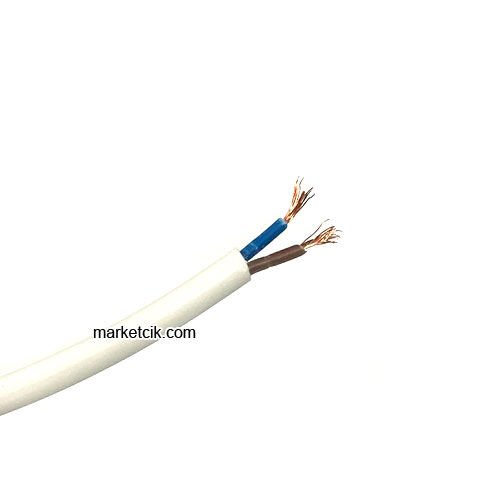 Marketcik 2x0,50mm Beyaz Renkli Dekoratif Örgülü Kumaş Kablo, 100 Metrelik Paket