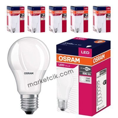 Osram Led Ampul 8,5-9 Watt Beyaz Işık Led Ampul 6500K E27, 6lı PAKET