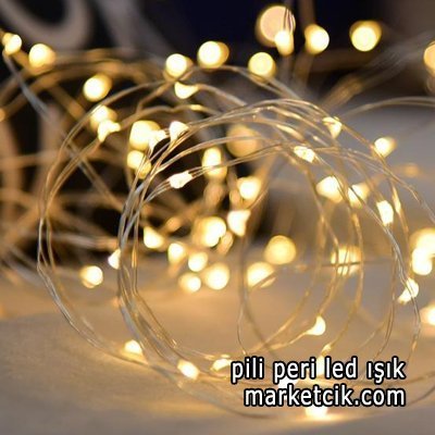 5 Metre Telli Peri Led Aydınlatma Işığı Pilli 50 Beyaz Işık