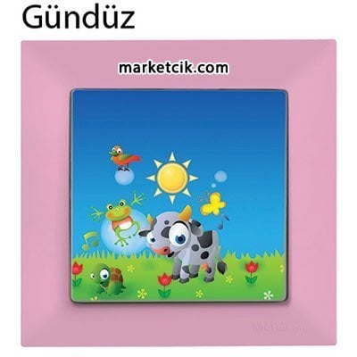 Mutlusan Candela Kids Cow Pembe Tekli Anahtar Priz